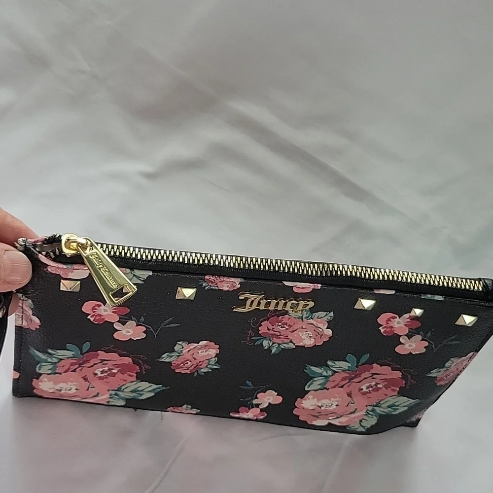 Juicy Couture Black and Pink Floral Clutch